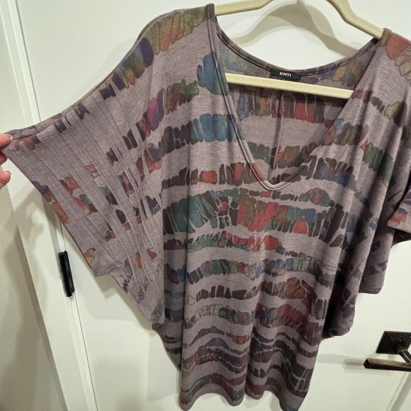Enti batwing knit V neck tunic tan/multi-S - Picture 3 of 3